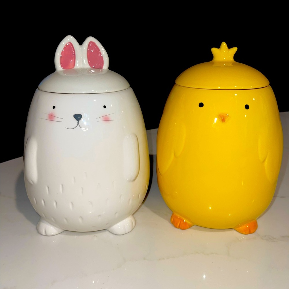 Nimble Nest Ceramic‎ Bunny and Chick Canister Set